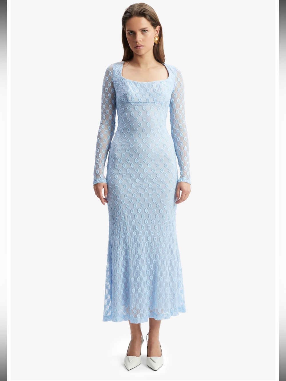 NWOT! - BARDOT ADONI LACE MIDI DRESS CORNFLOWER BLUE - SZ 4